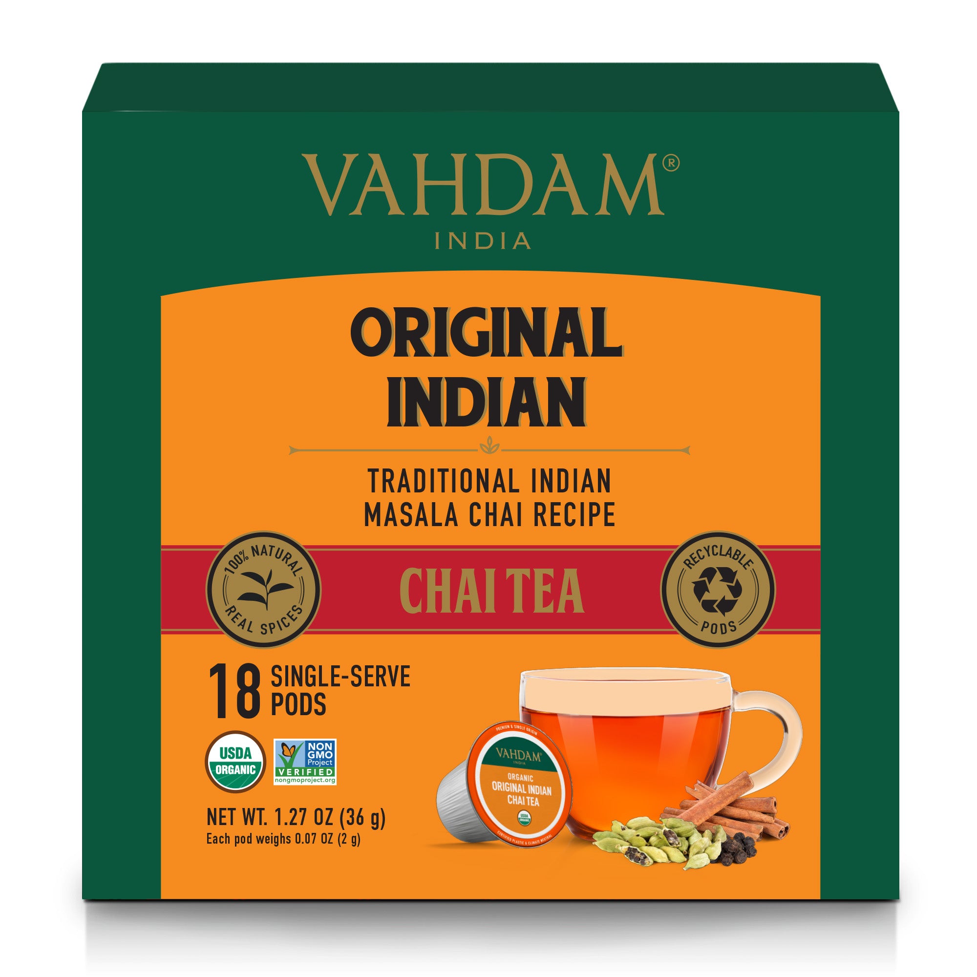 Original Indian Chai Tea Single Serve Tea Pods