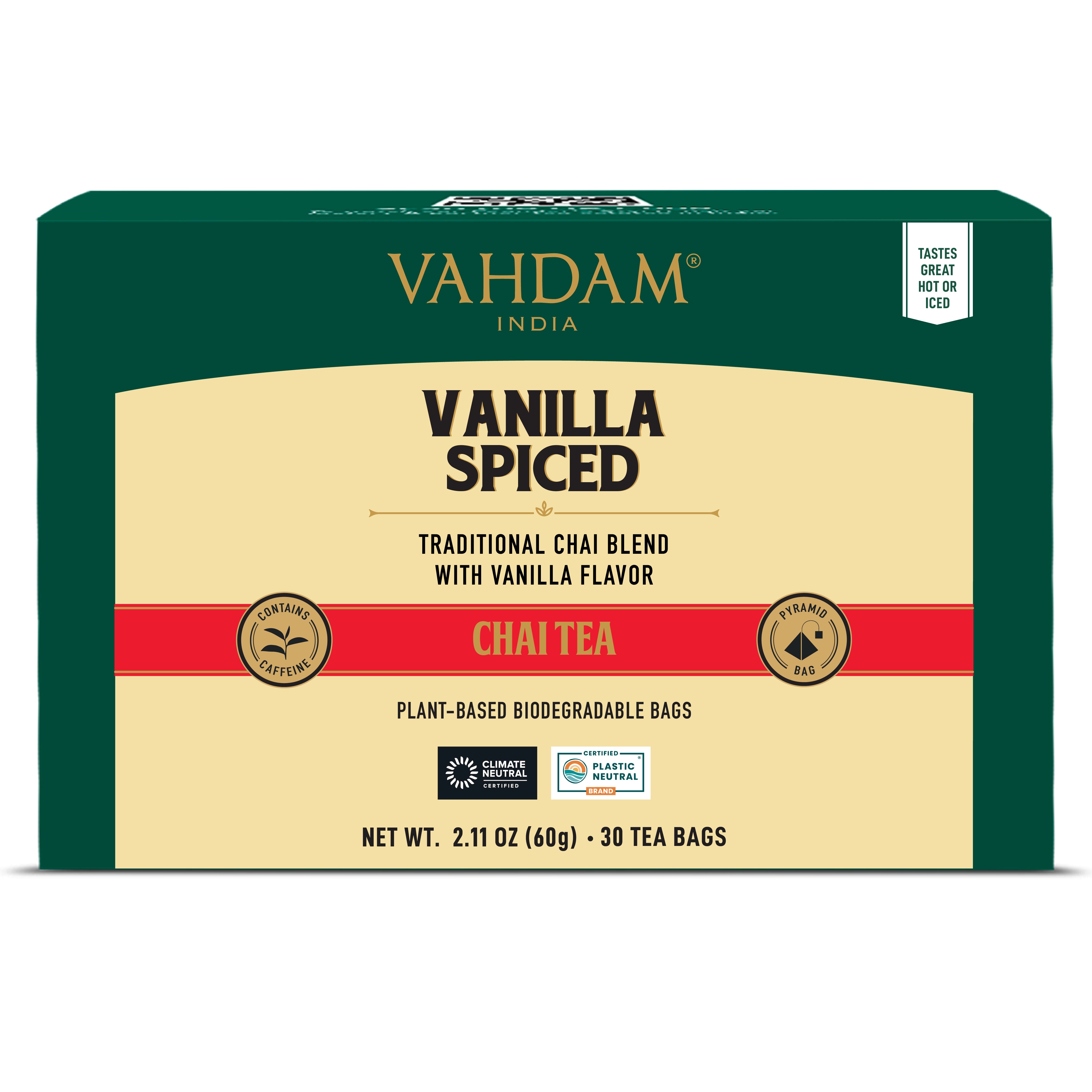 Vanilla Spiced Masala Chai Tea, 30 Count