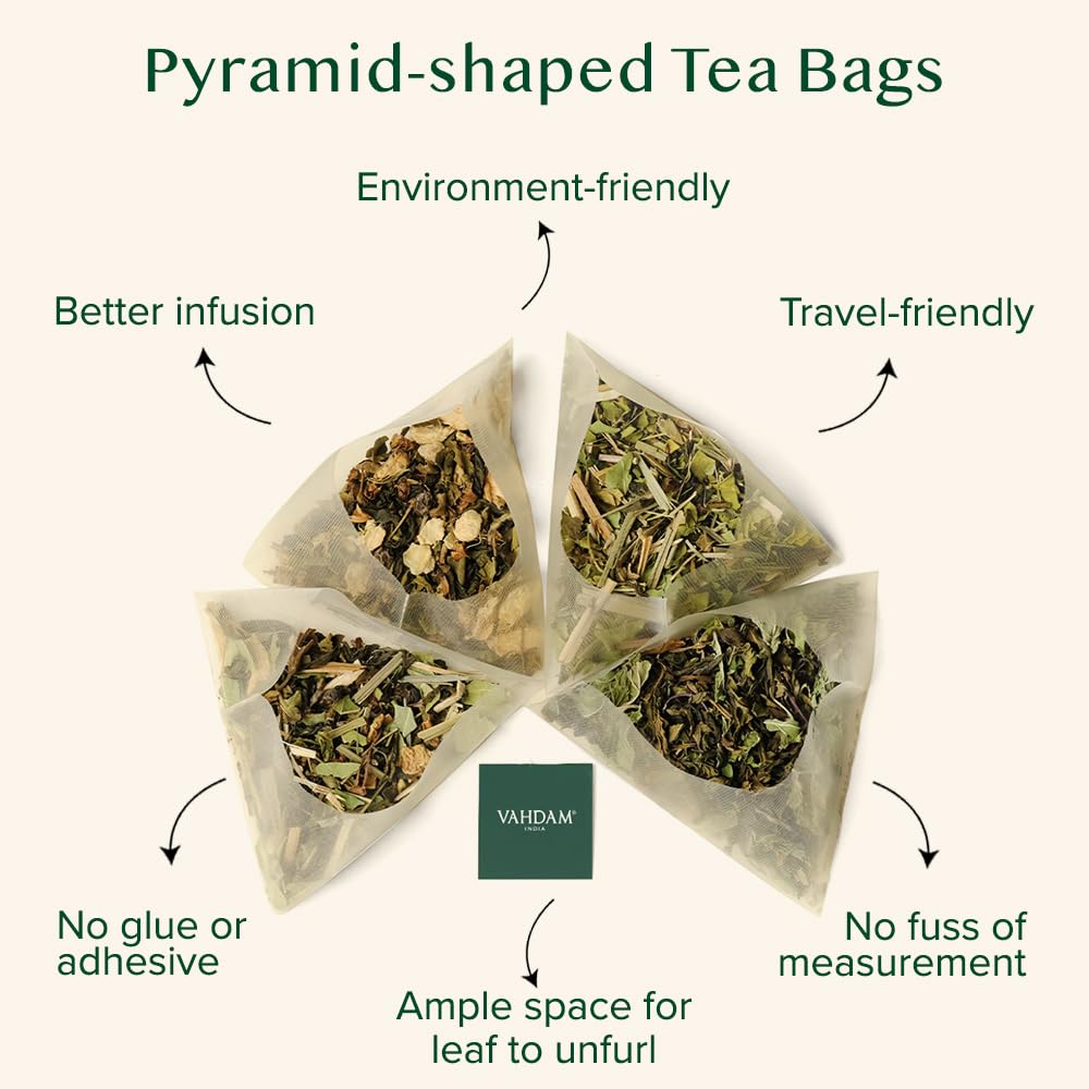 Himalayan Green Tea  100 Long Leaf Pyramid Tea Bags @40% Off