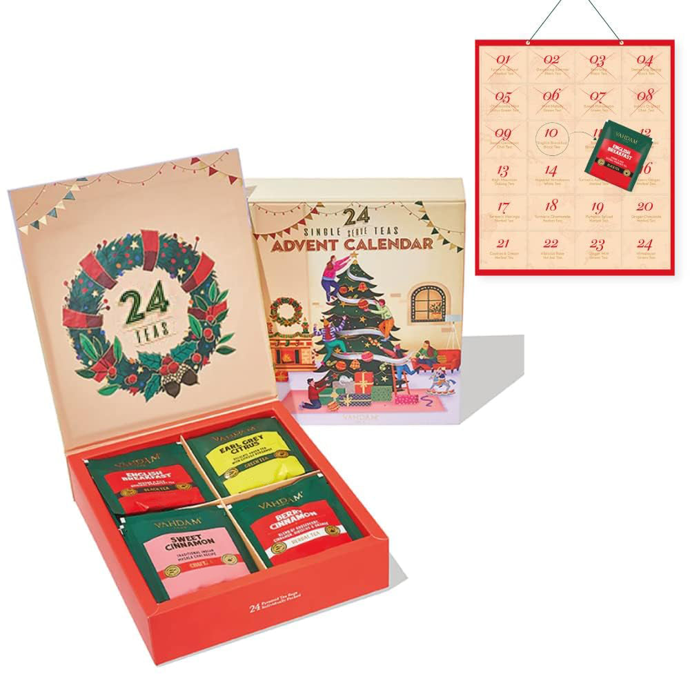 Vahdam Advent Calendar 2023 - 24 Unique Tea Bags in Limited Edition Gift Sets for Adults, Men and Women