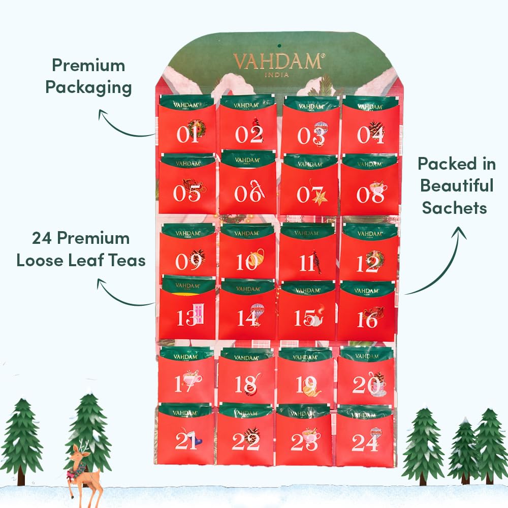 Foldable Advent Calendar Tea Gift, 24 Teas, 1.69 Oz, 48g