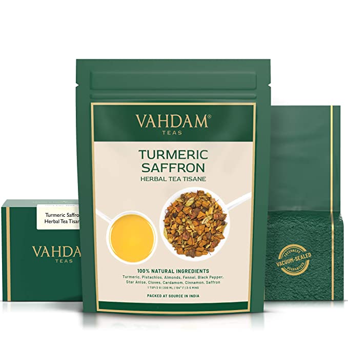 Turmeric Saffron Herbal Tea Tisane  Herbal Tea - 3.53 Oz - VAHDAM® USA