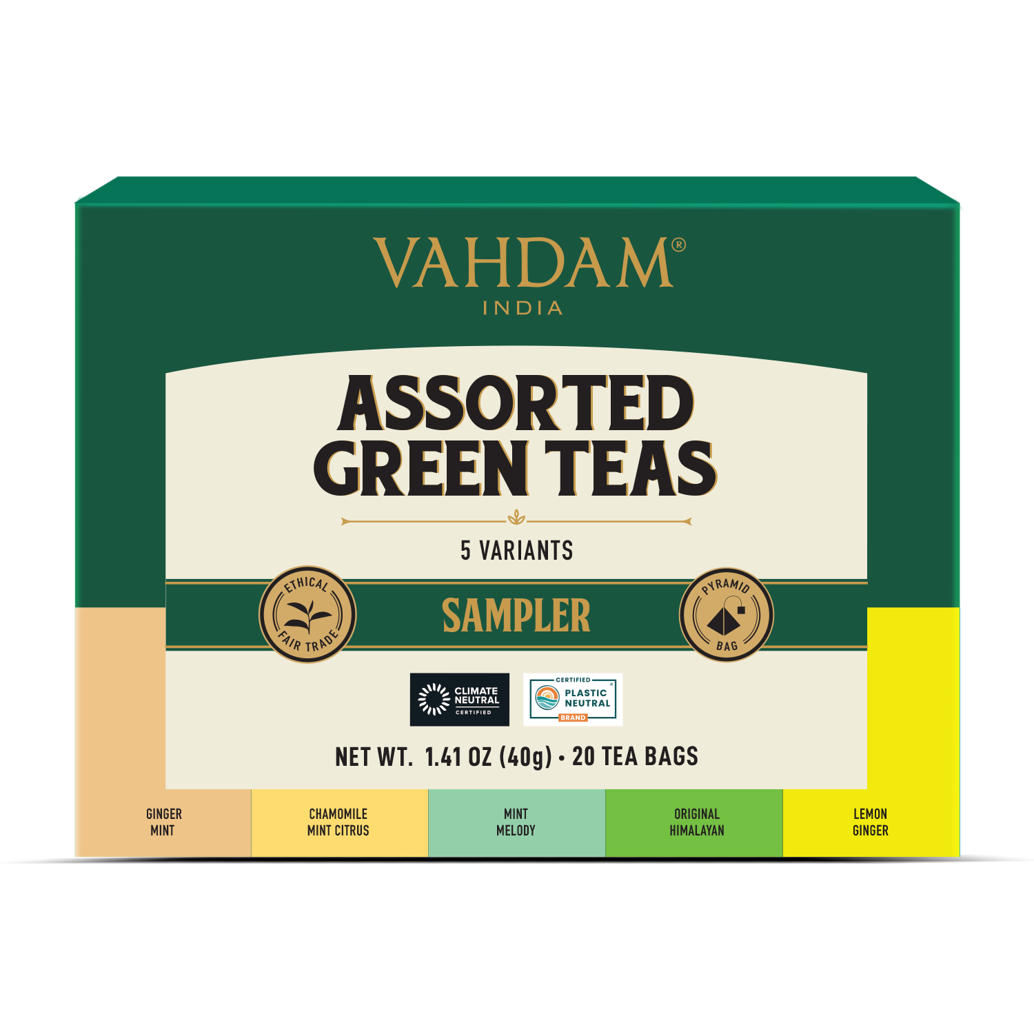 Assorted Green Teas Sampler, 5 Variants