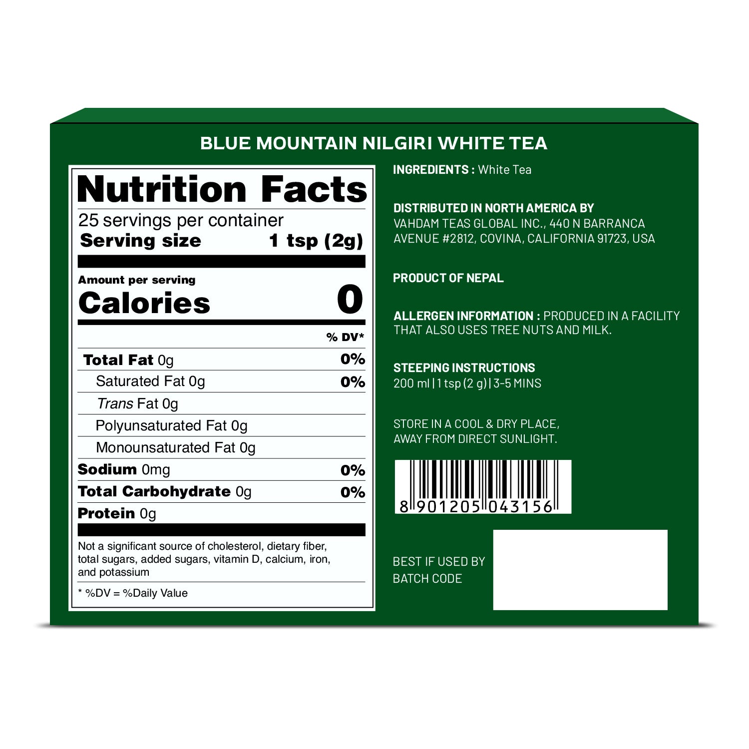 Blue Mountain Nilgiri White Tea, 1.76 oz