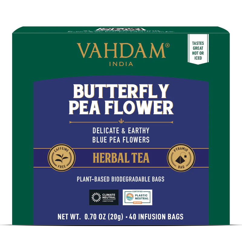 Butterfly Pea Flower Herbal Tea, 40 Tea Bags