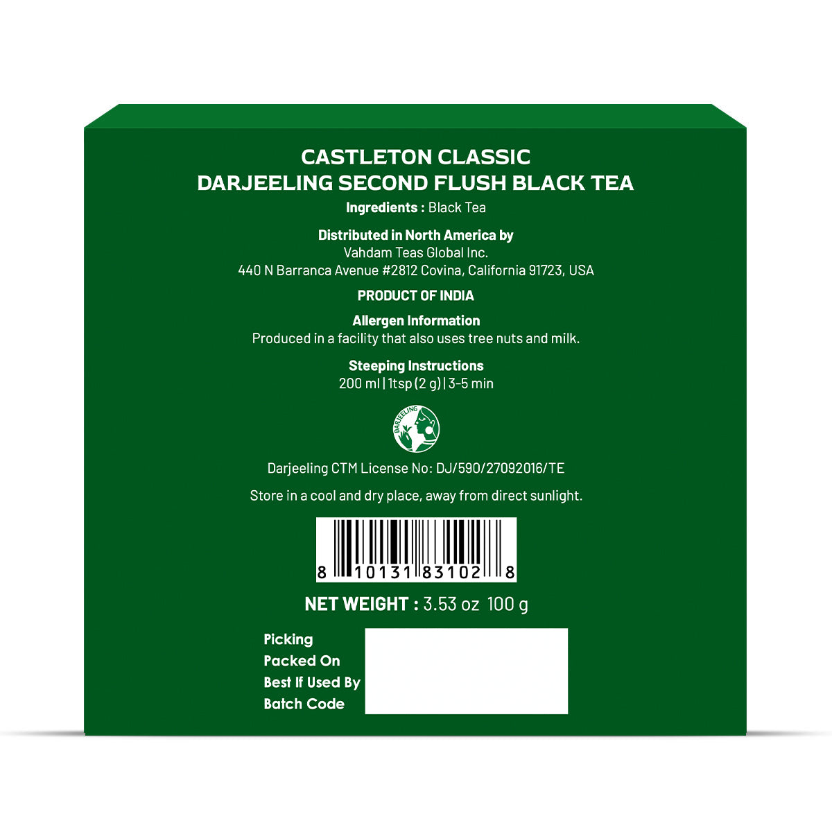 2024 Castleton Classic Darjeeling Second Flush Black Tea DJ 341