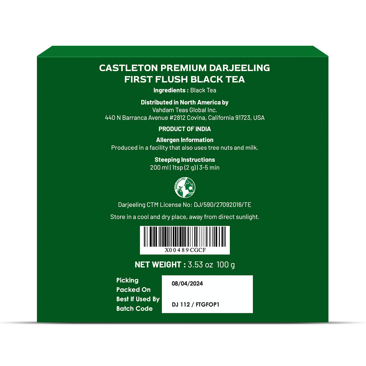 2024 Castleton Premium Darjeeling First Flush Black Tea DJ 112