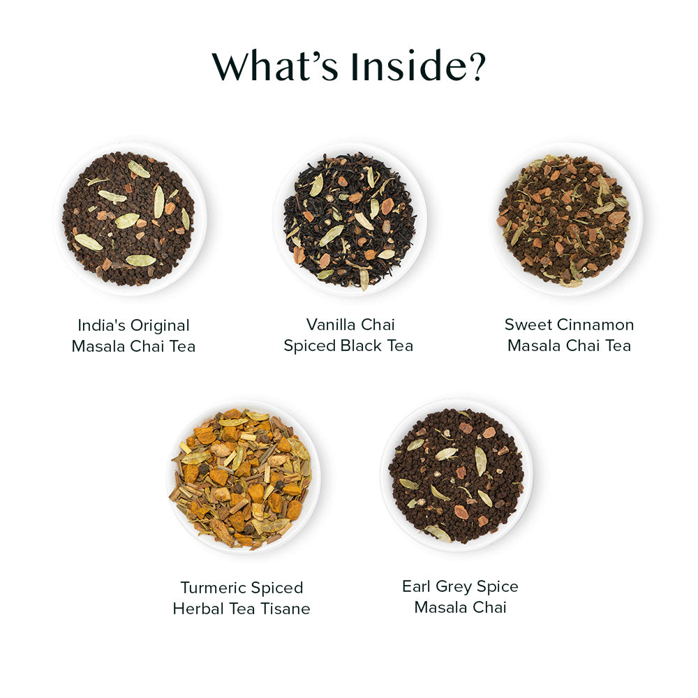 Assorted Chai Teas Sampler, 5 Variants