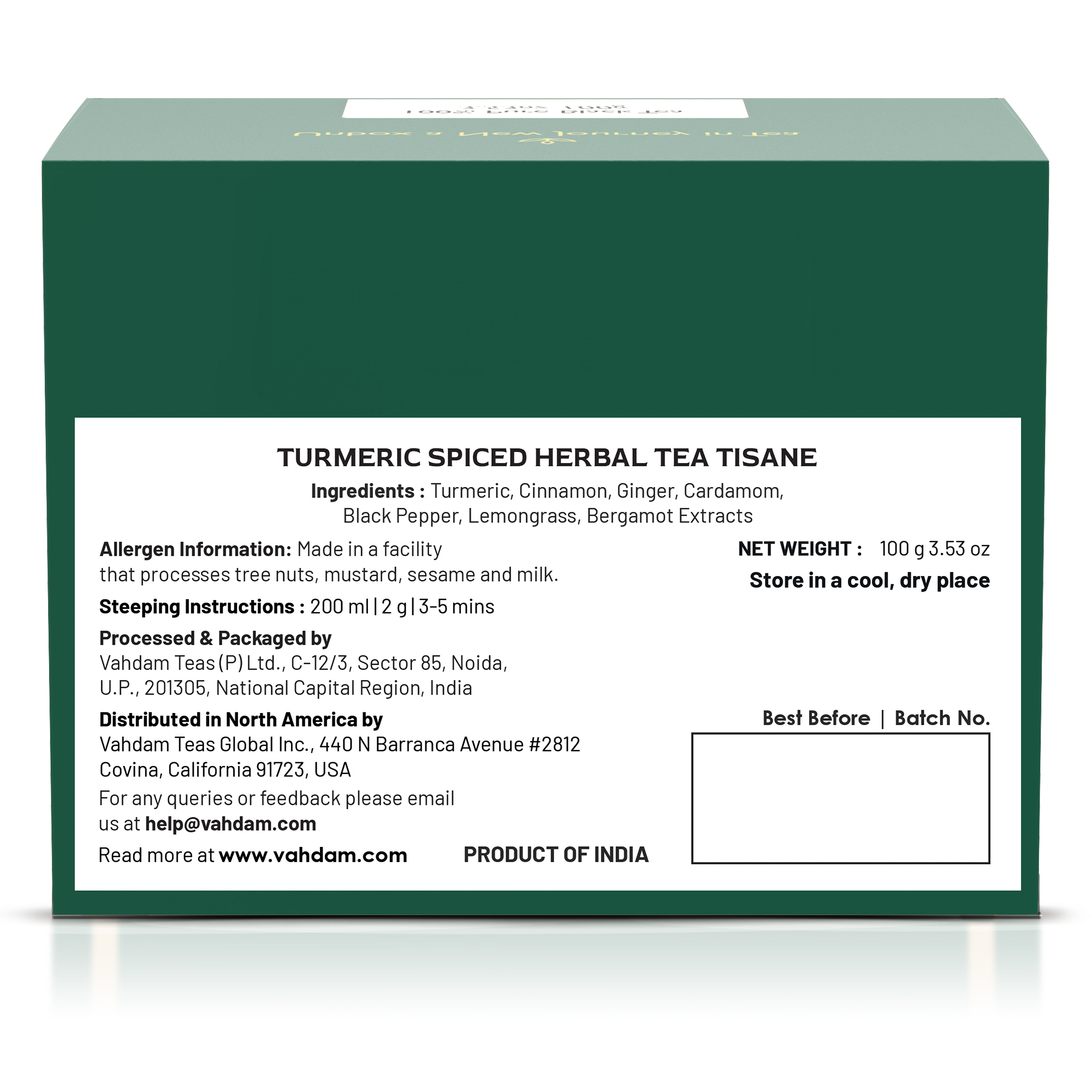 Turmeric Spiced Herbal Tea Tisane, 3.53 oz