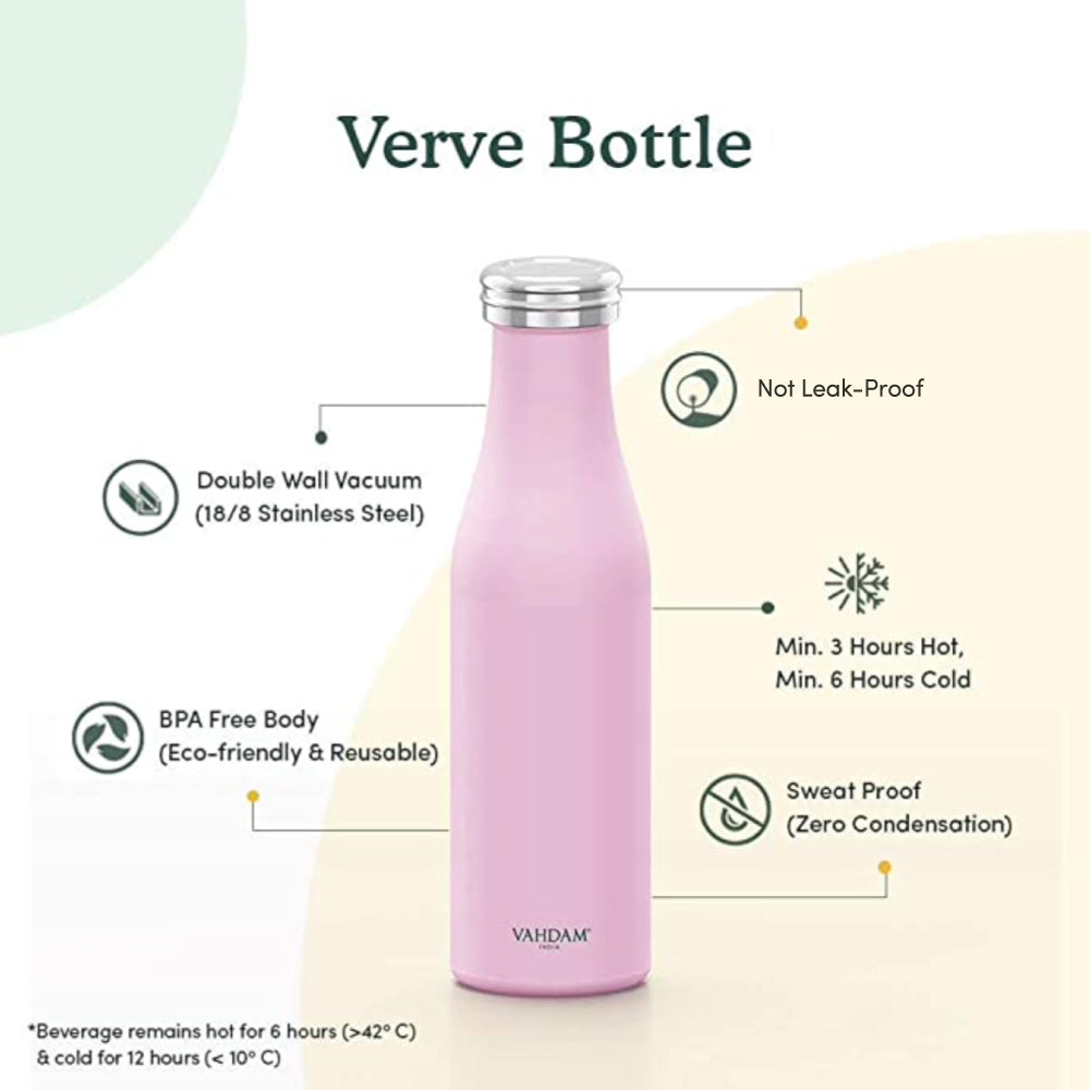 Verve Bottle Insulated (Blush Pink) - VAHDAM® USA