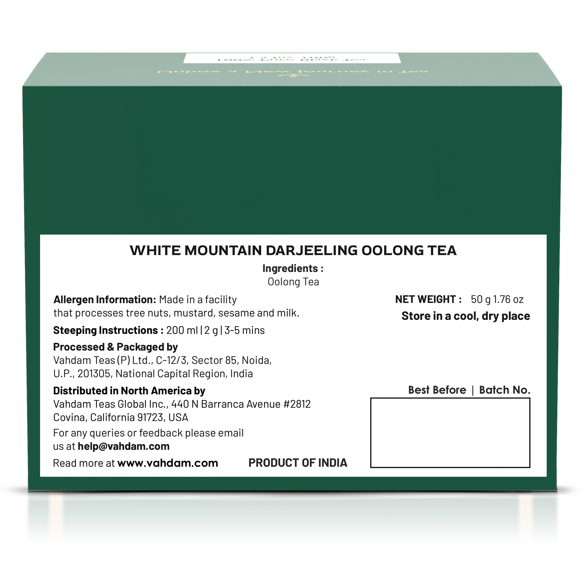 White Mountain Darjeeling Oolong Tea, 1.76 oz