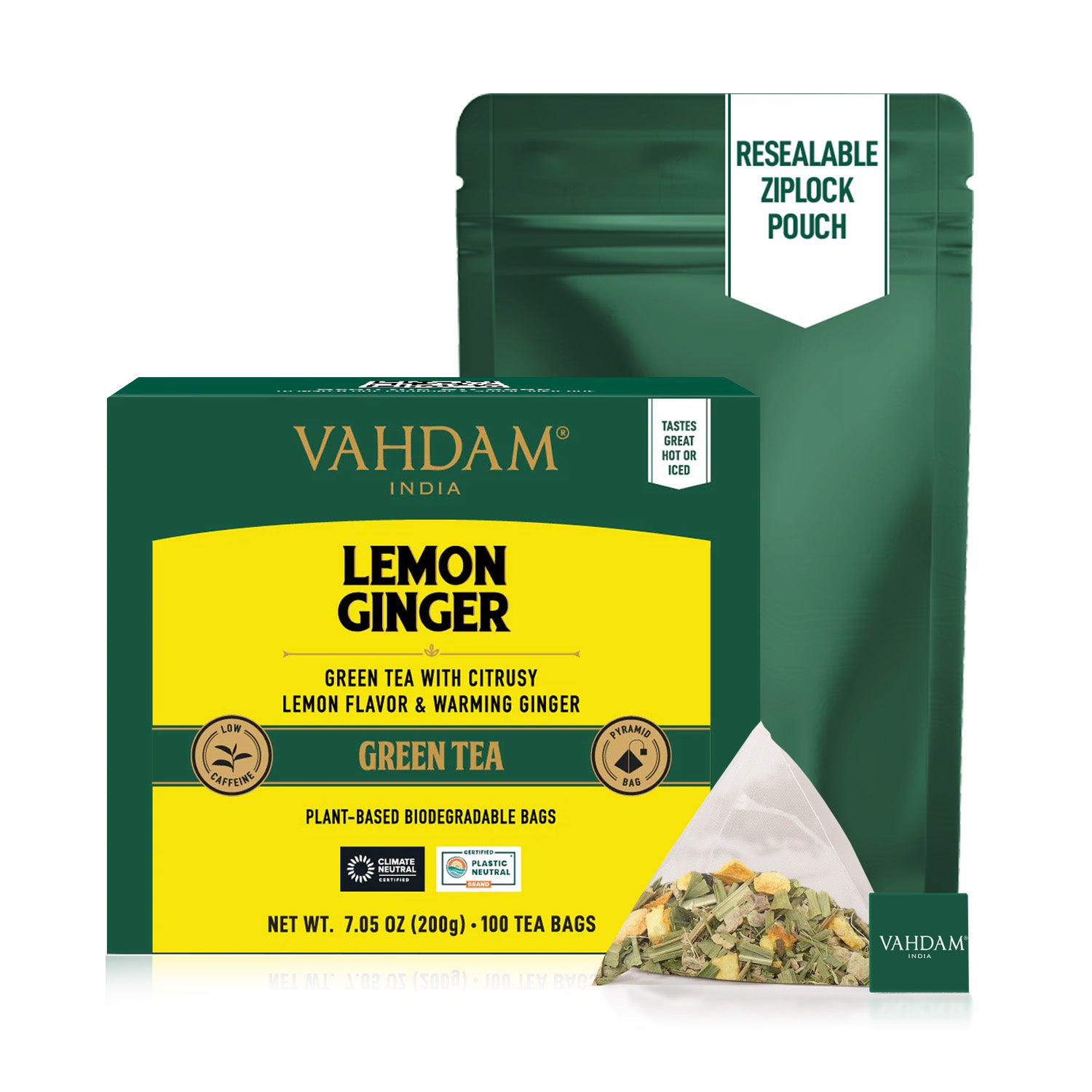 Lemon Ginger Green Tea, 100 Count